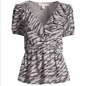MICHAEL Michael Kors New With Tags  Print Ruffle Camo Print Blouse Size Small